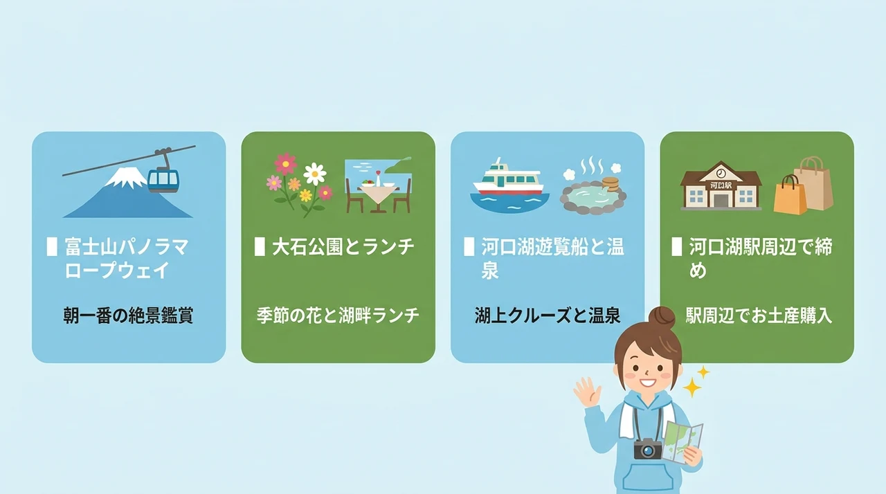 日帰りで巡る河口湖温泉と絶景観光コース