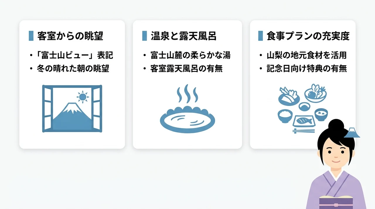 富士山を望む絶景宿を選ぶ3つのポイント