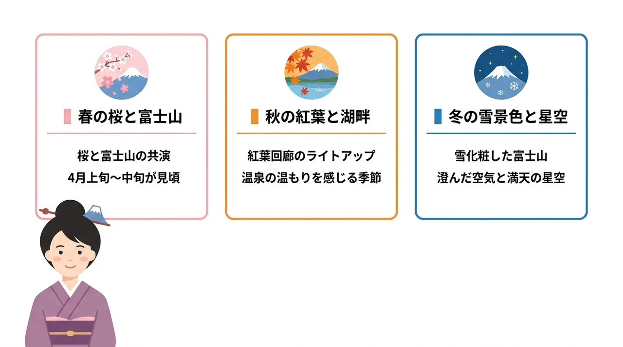 季節ごとに楽しむ河口湖温泉の景観