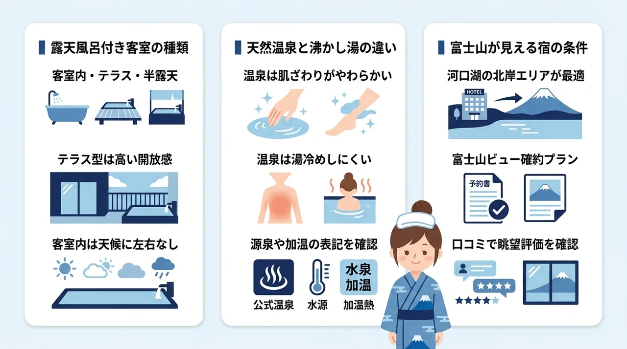 河口湖温泉の露天風呂付き客室とは？魅力と選び方