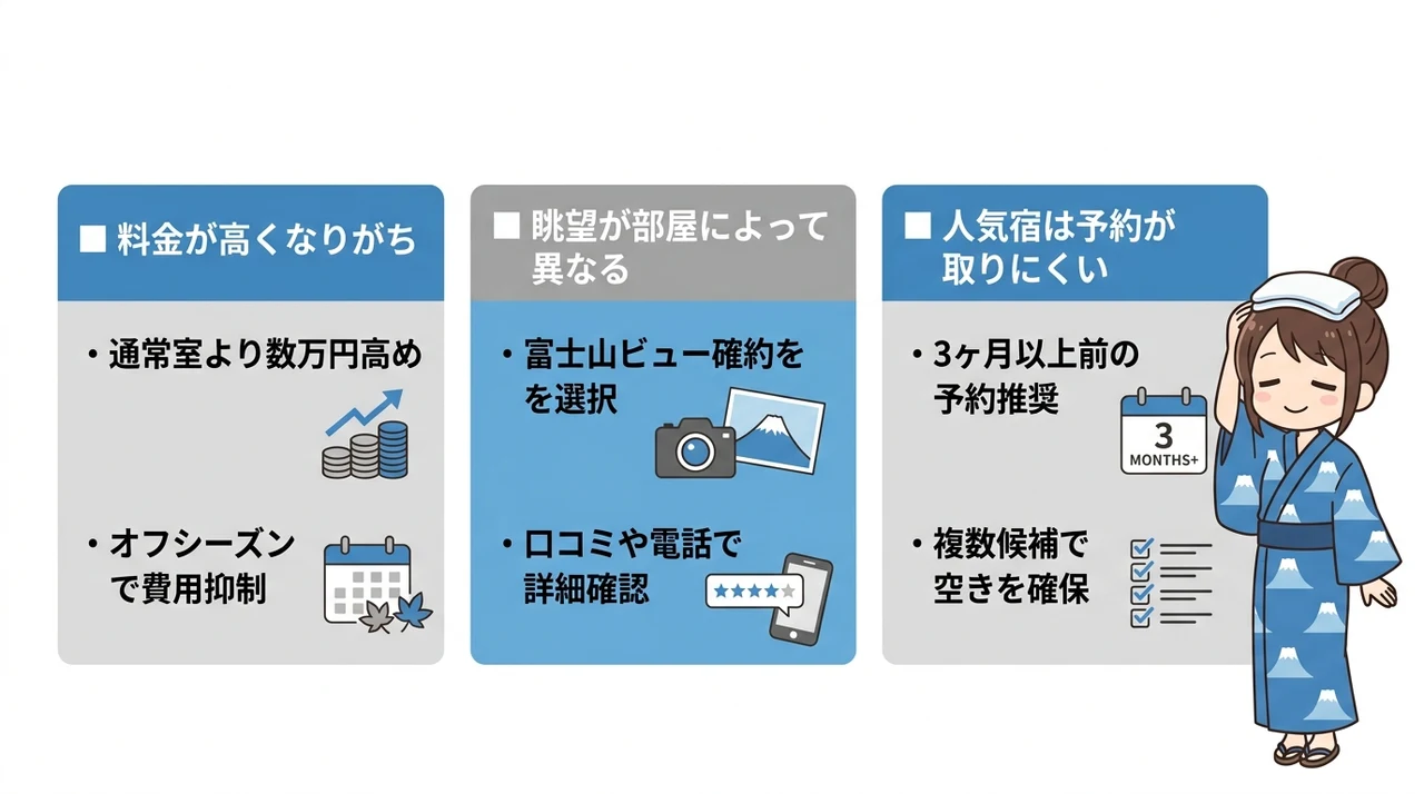 河口湖温泉の露天風呂付き客室で後悔しないための注意点