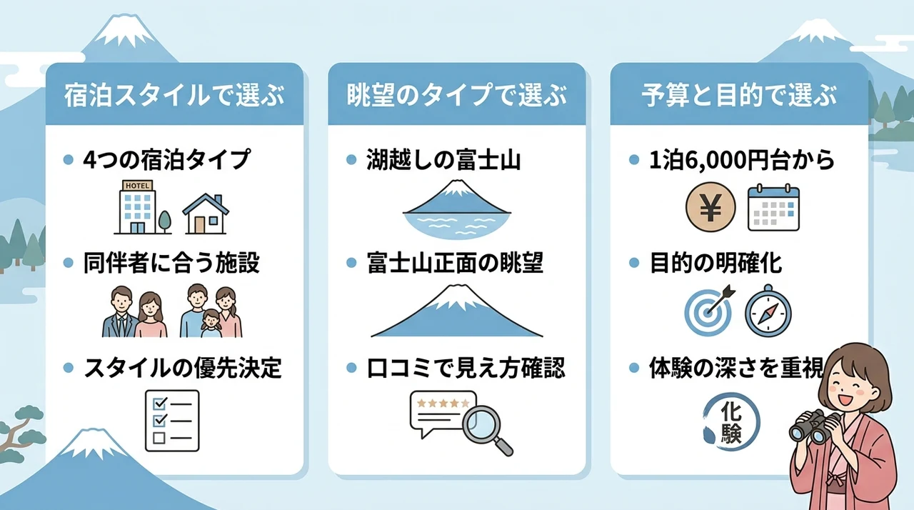 山中湖で富士山が見える宿の選び方と特徴