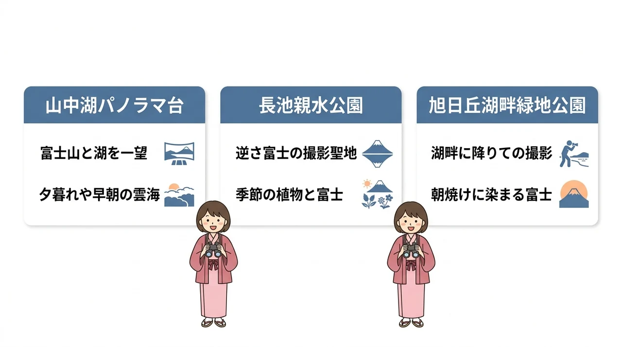 富士山と山中湖を同時に撮るフォトスポット