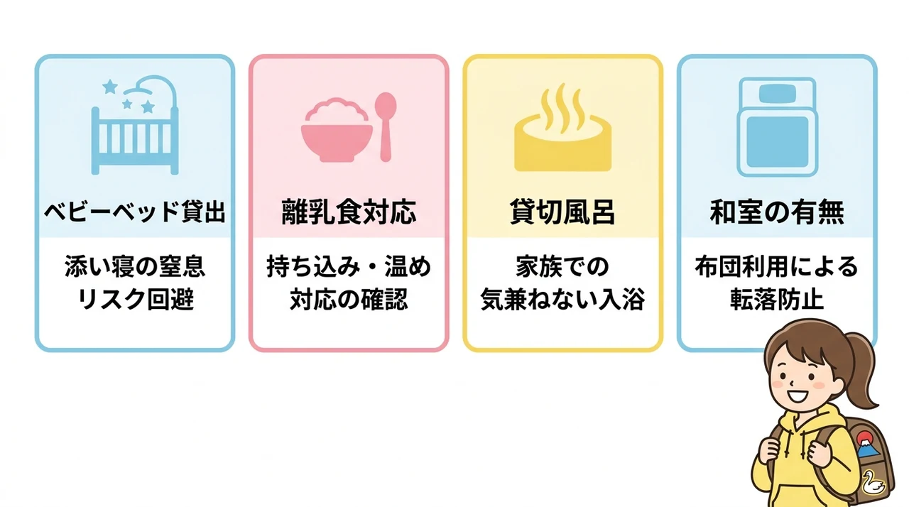 赤ちゃん連れ家族が安心して泊まれる宿の条件