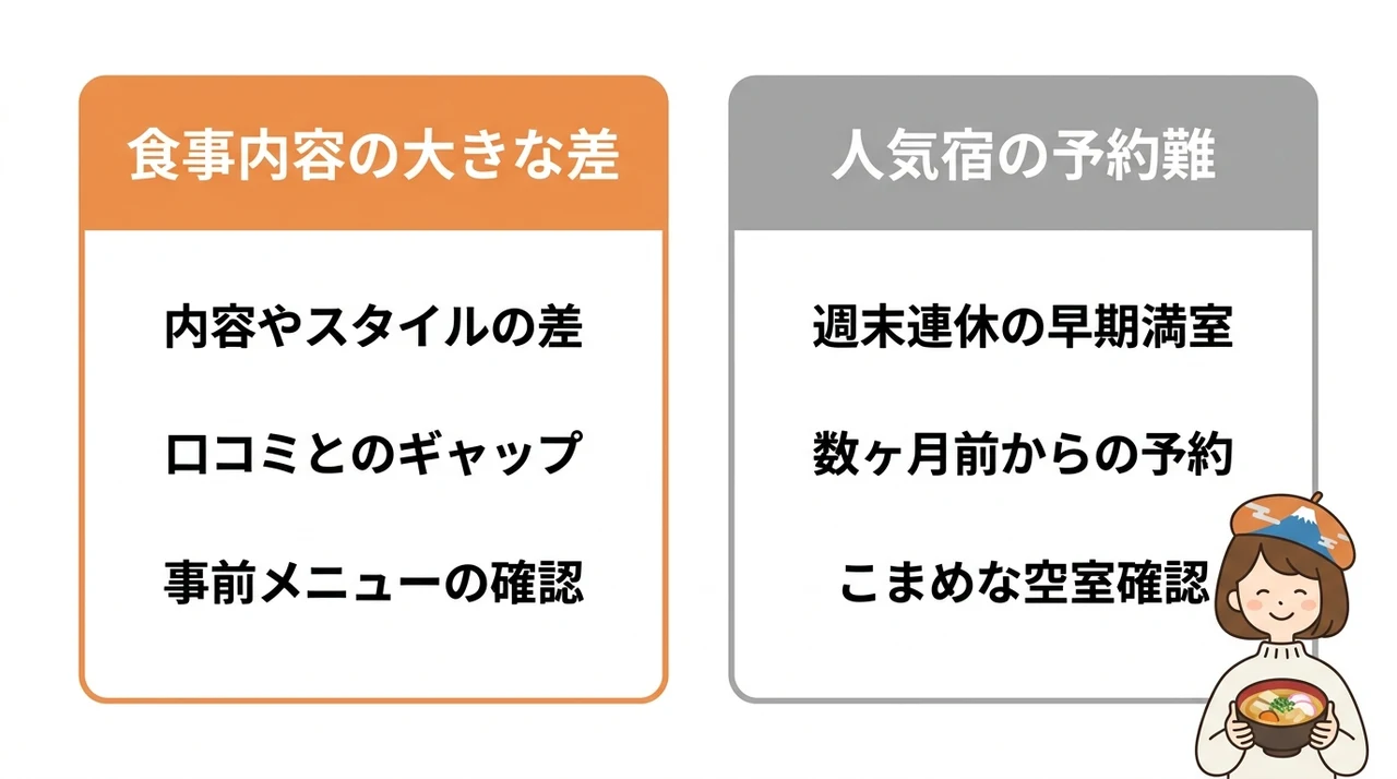 山中湖の宿で食事を選ぶ際のデメリットと注意点
