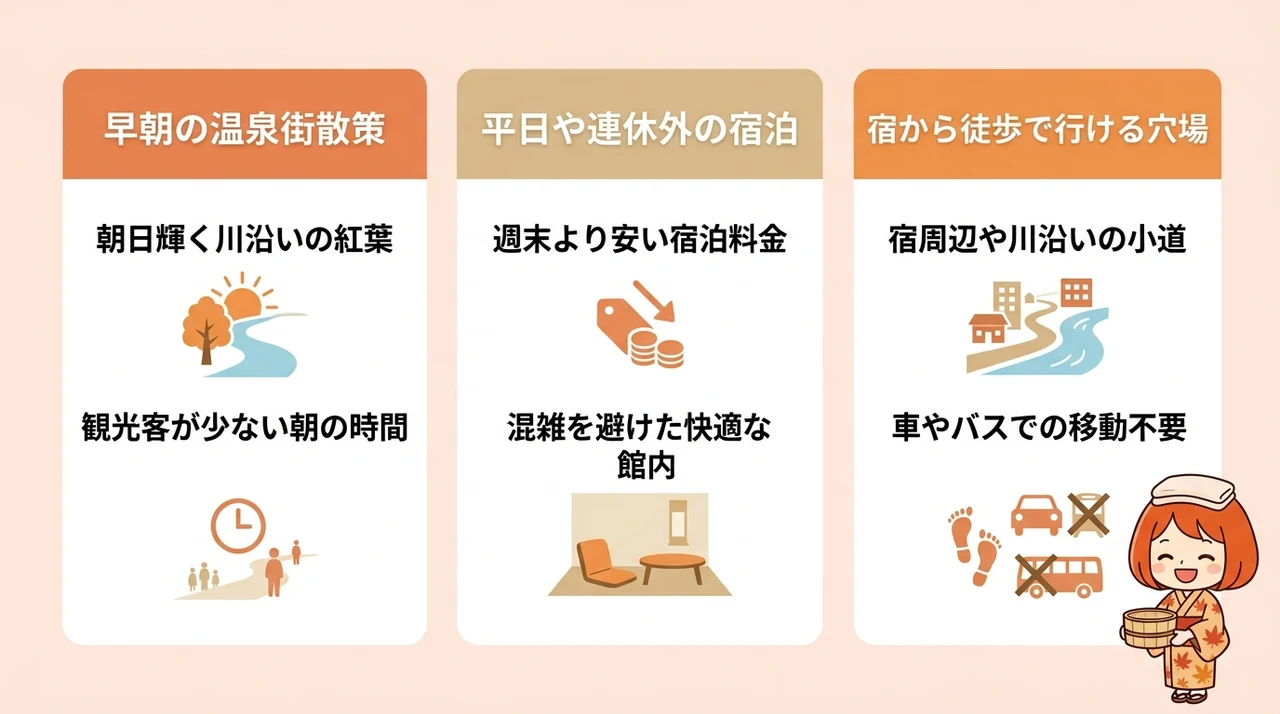 紅葉シーズンの混雑を避けるためのコツ