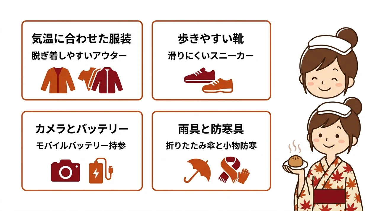 伊香保の紅葉を見に行く際の服装と持ち物