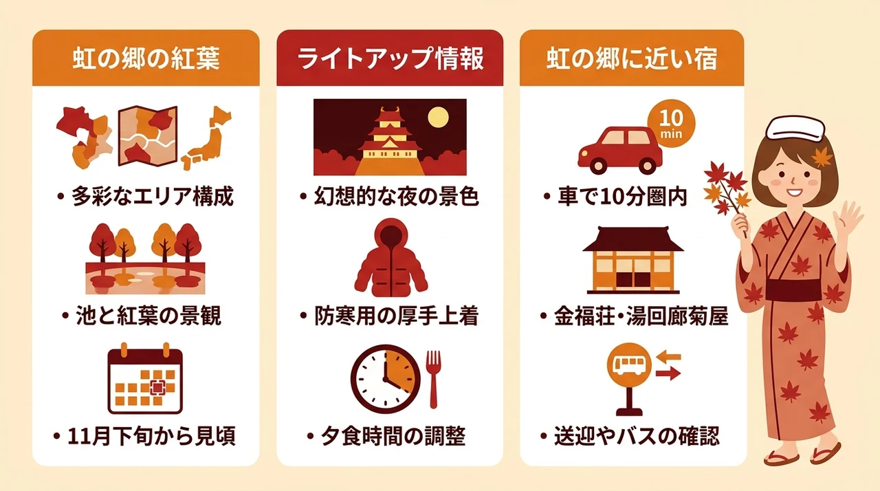 修善寺 虹の郷の紅葉と周辺温泉宿の楽しみ方