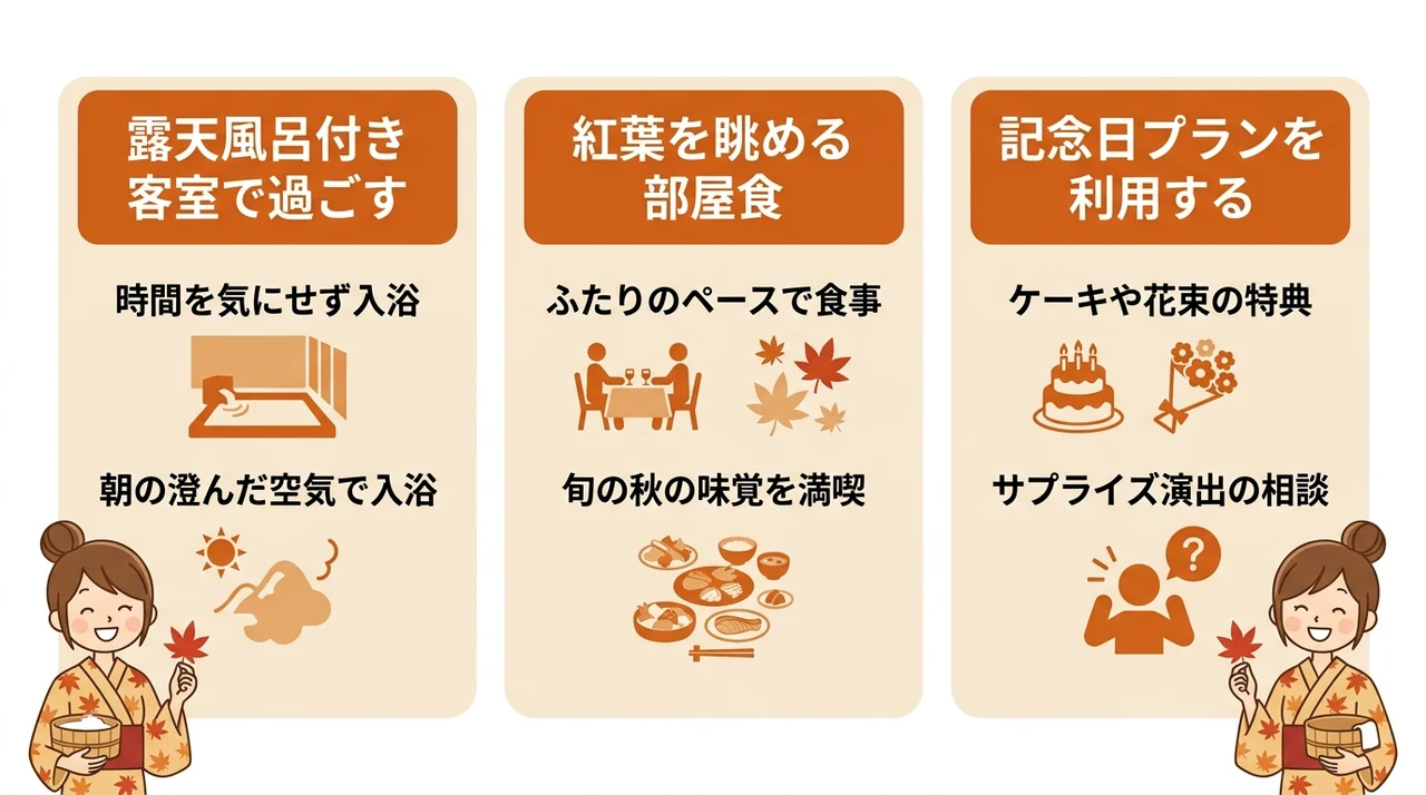 カップルにおすすめの紅葉宿の楽しみ方