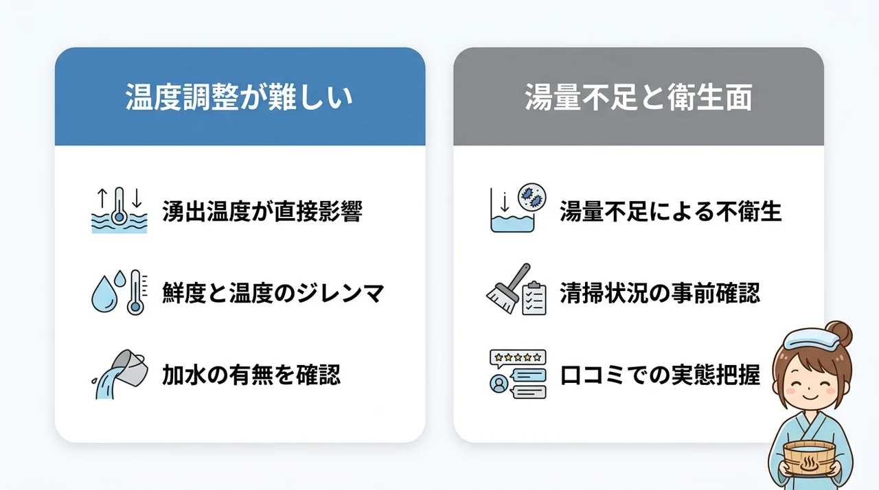 源泉かけ流しに潜むデメリットと注意点