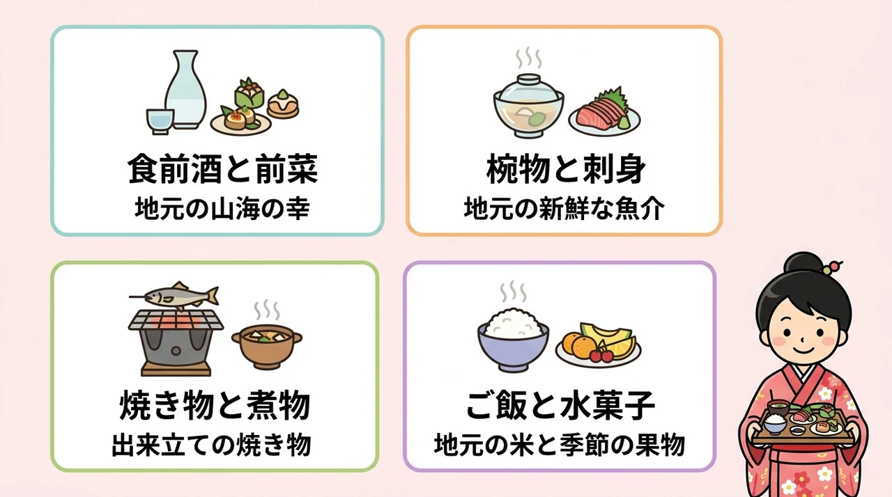 会席料理の一般的なコースの流れ