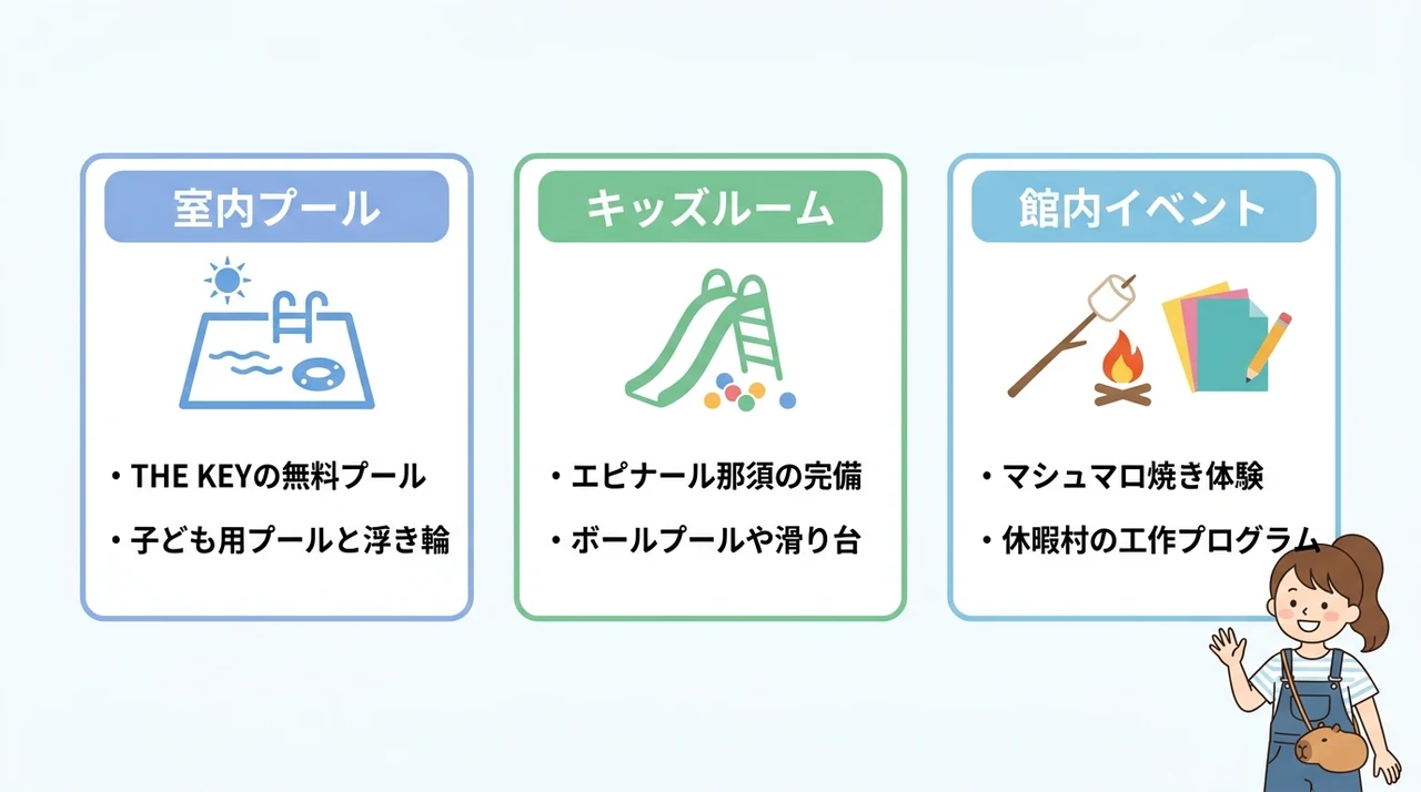 天候不良でも楽しめるホテル内アクティビティ