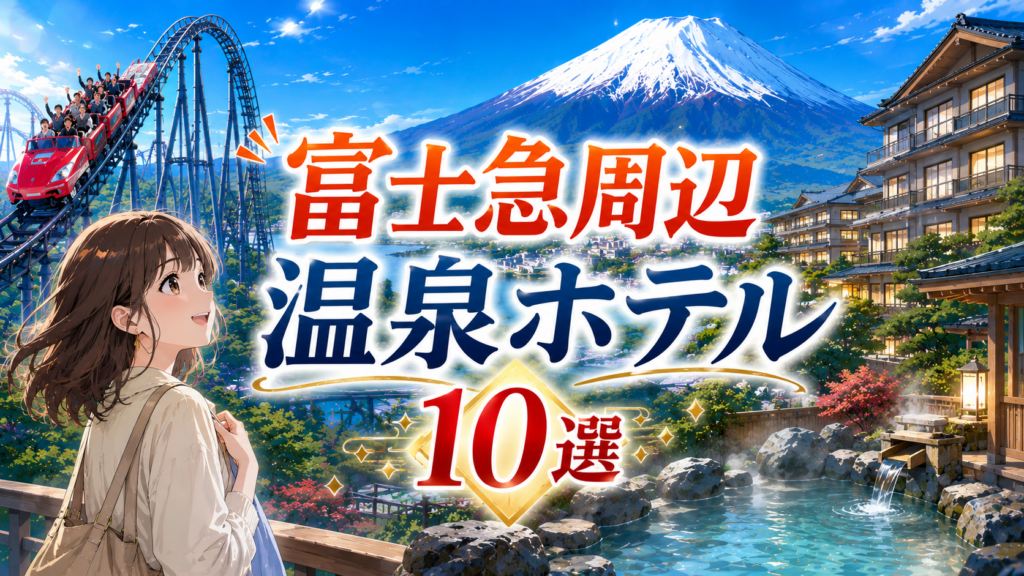 富士急ハイランド周辺の温泉ホテルおすすめ10選を紹介するアイキャッチ画像