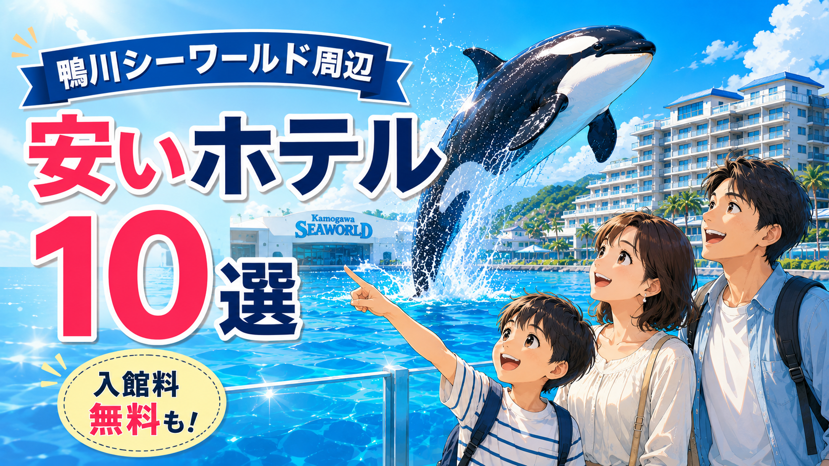 鴨川シーワールド周辺の安いホテル10選を紹介するアイキャッチ画像