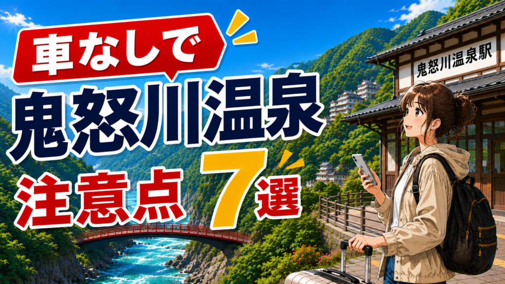 車なしで鬼怒川温泉を旅行する際の注意点7選を紹介するアイキャッチ画像