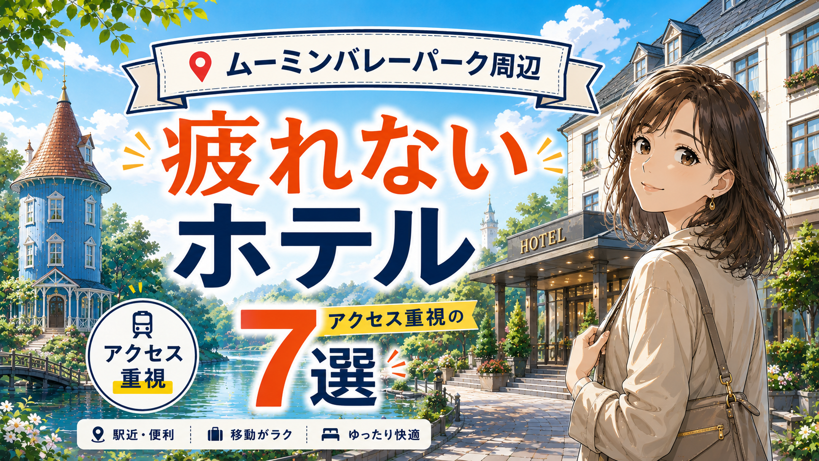alt属性 ムーミンバレーパーク周辺の疲れないホテル7選を紹介するアイキャッチ画像