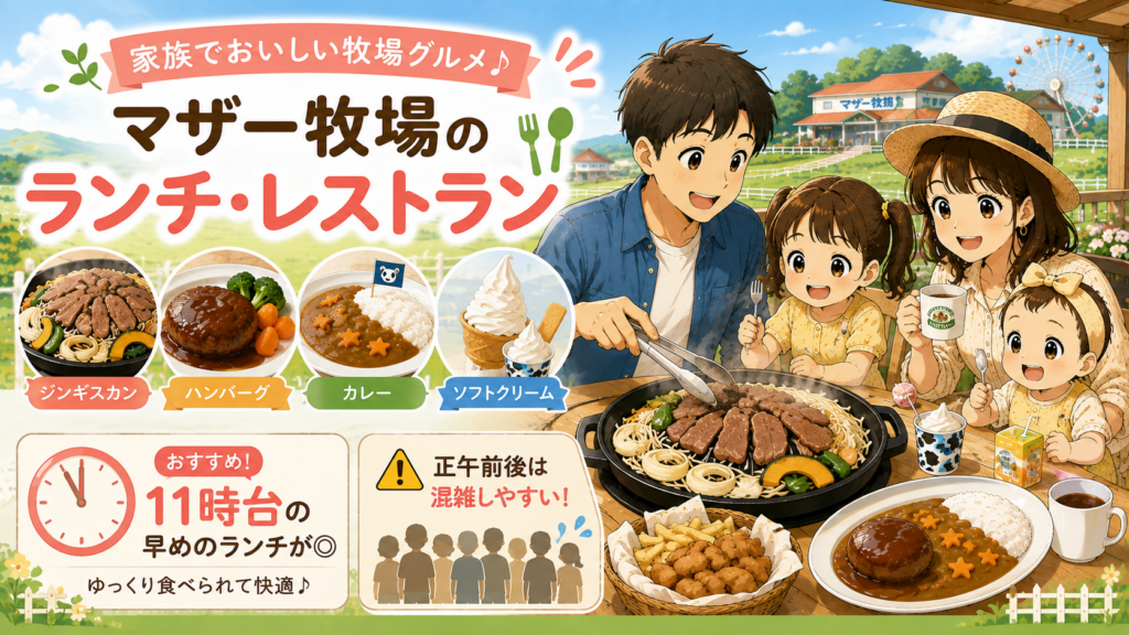 マザー牧場のジンギスカンやハンバーグ、カレー、ソフトクリームと早めのランチを紹介する見出し画像
