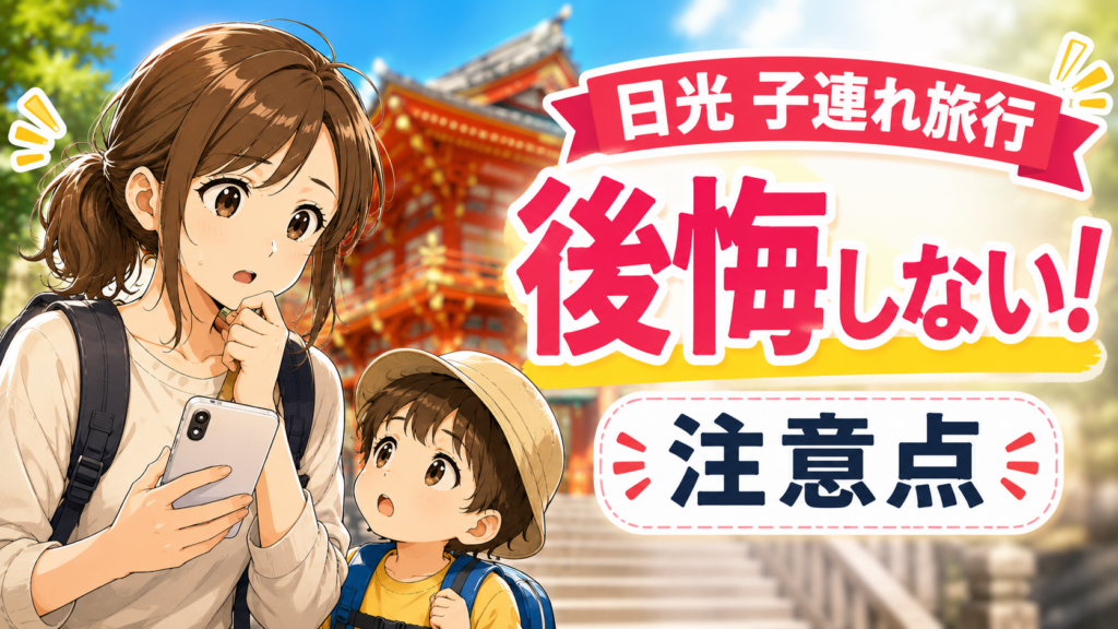 日光の子連れ旅行で後悔しないための注意点を確認する母親と子ども