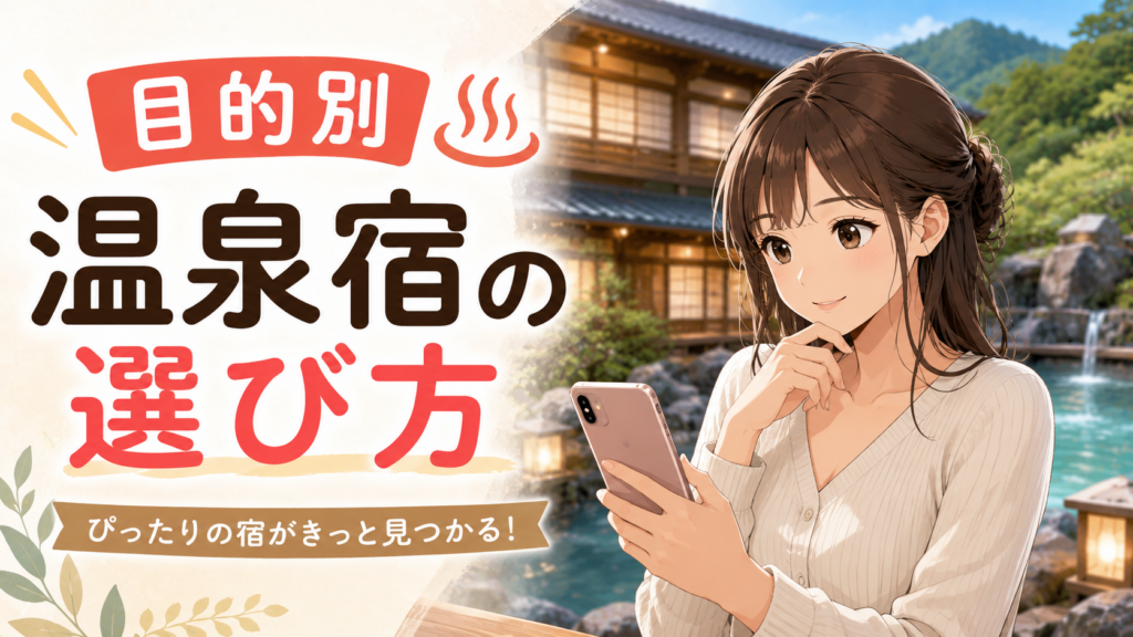 目的別に温泉宿の選び方を紹介するアイキャッチ画像