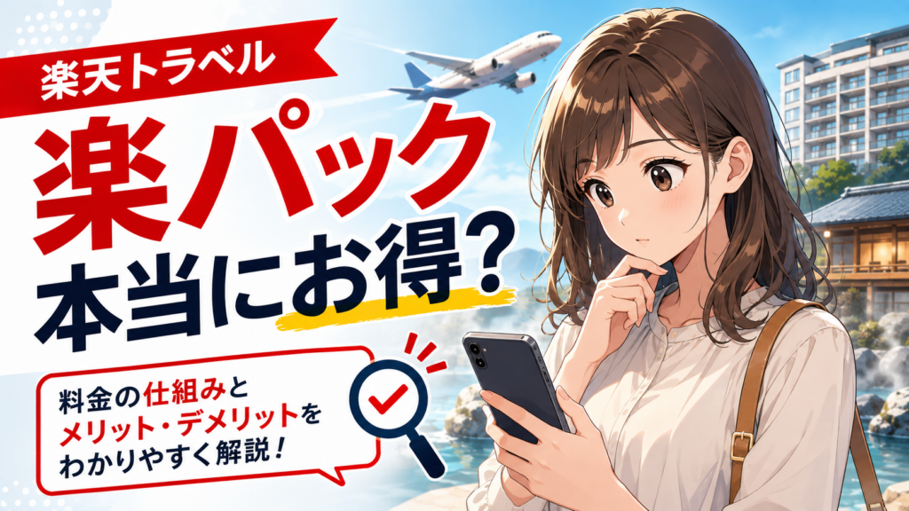 楽天トラベルの楽パックは本当にお得かを解説するアイキャッチ画像