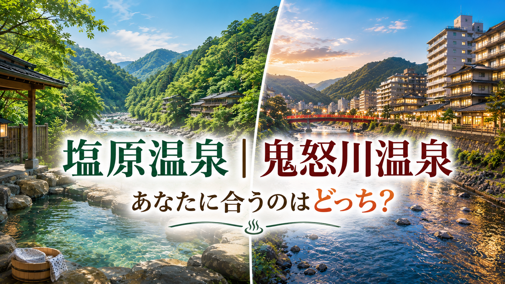 塩原温泉と鬼怒川温泉を比較したアイキャッチ画像