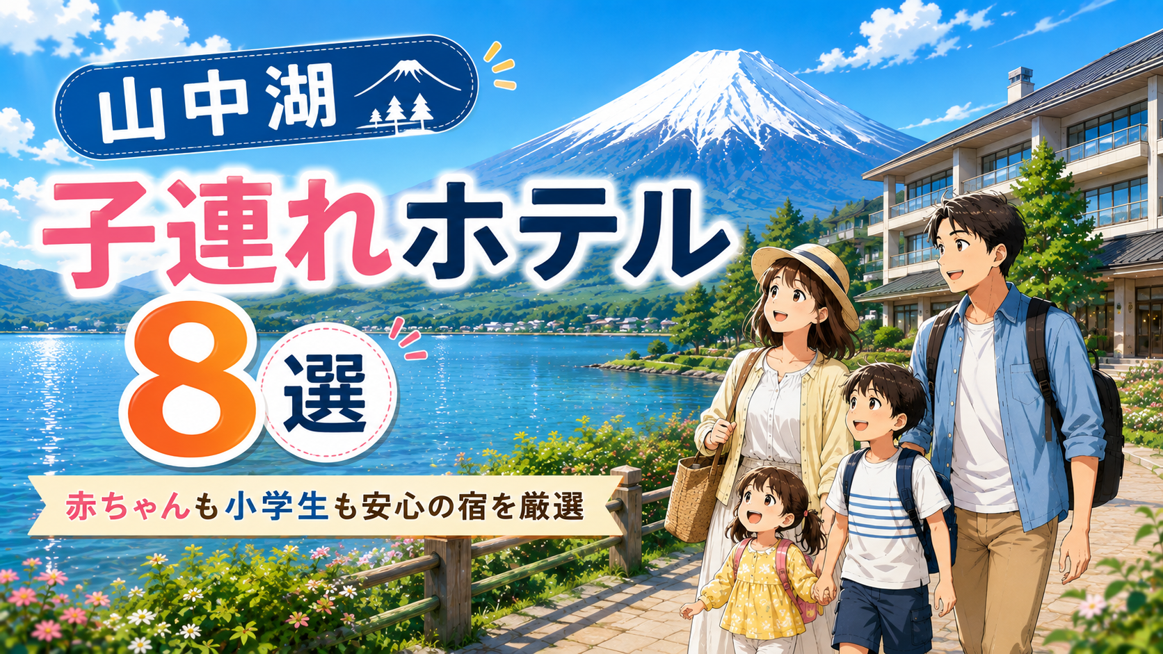 山中湖の子連れホテルおすすめ8選を紹介する家族旅行のイメージ