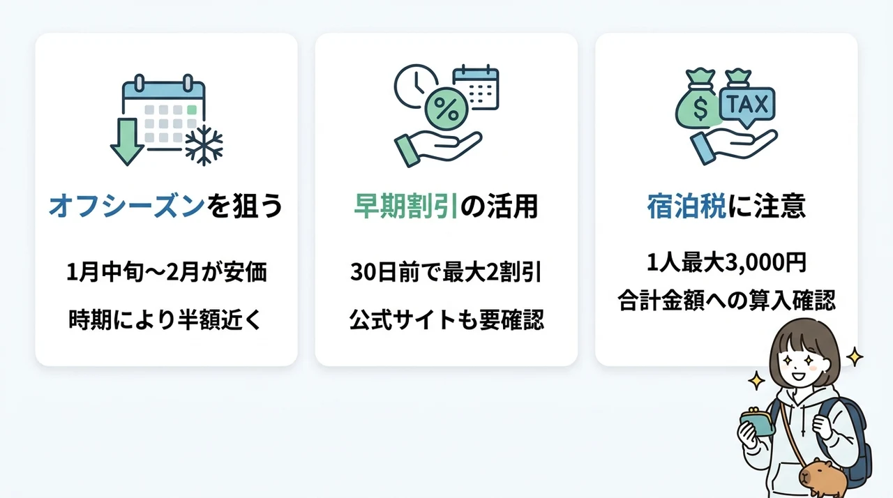 宿泊費を抑える予約のコツと注意点