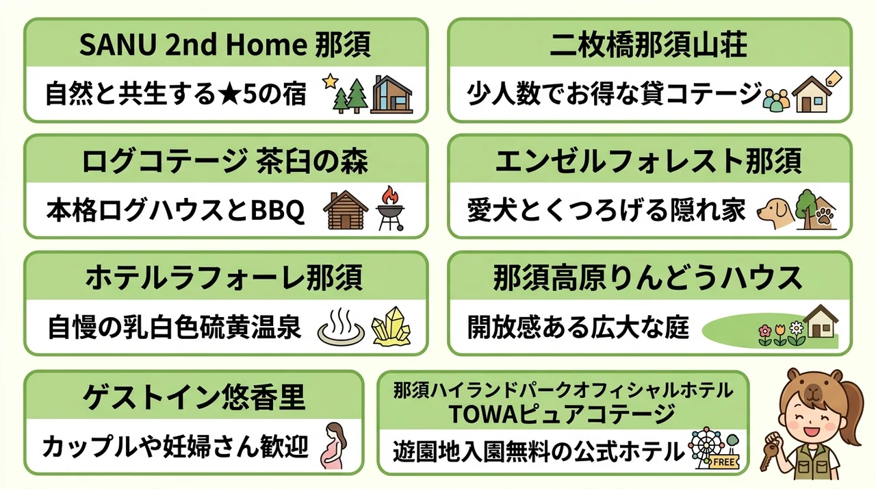 那須どうぶつ王国周辺ホテルコテージのおすすめ8選