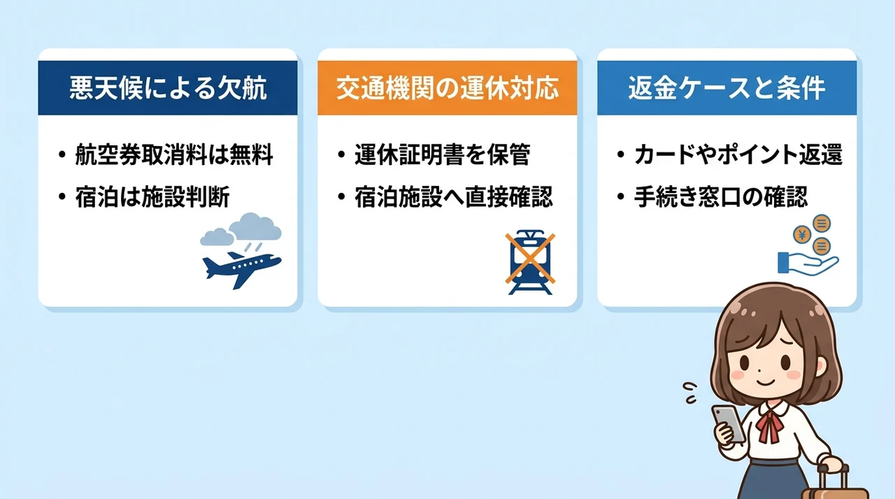 悪天候・欠航時のキャンセル特例と返金