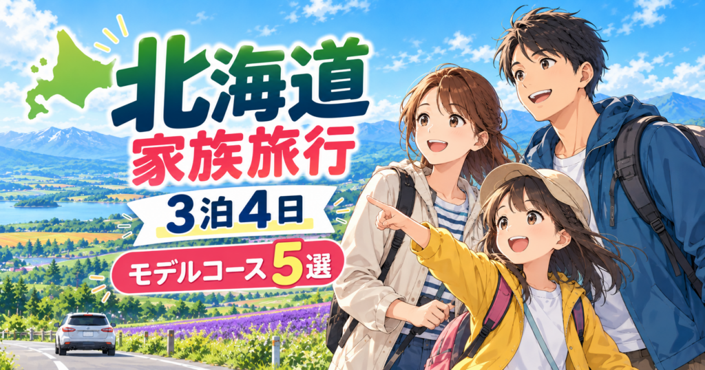 北海道3泊4日の家族旅行モデルコース5選を紹介するアイキャッチ画像