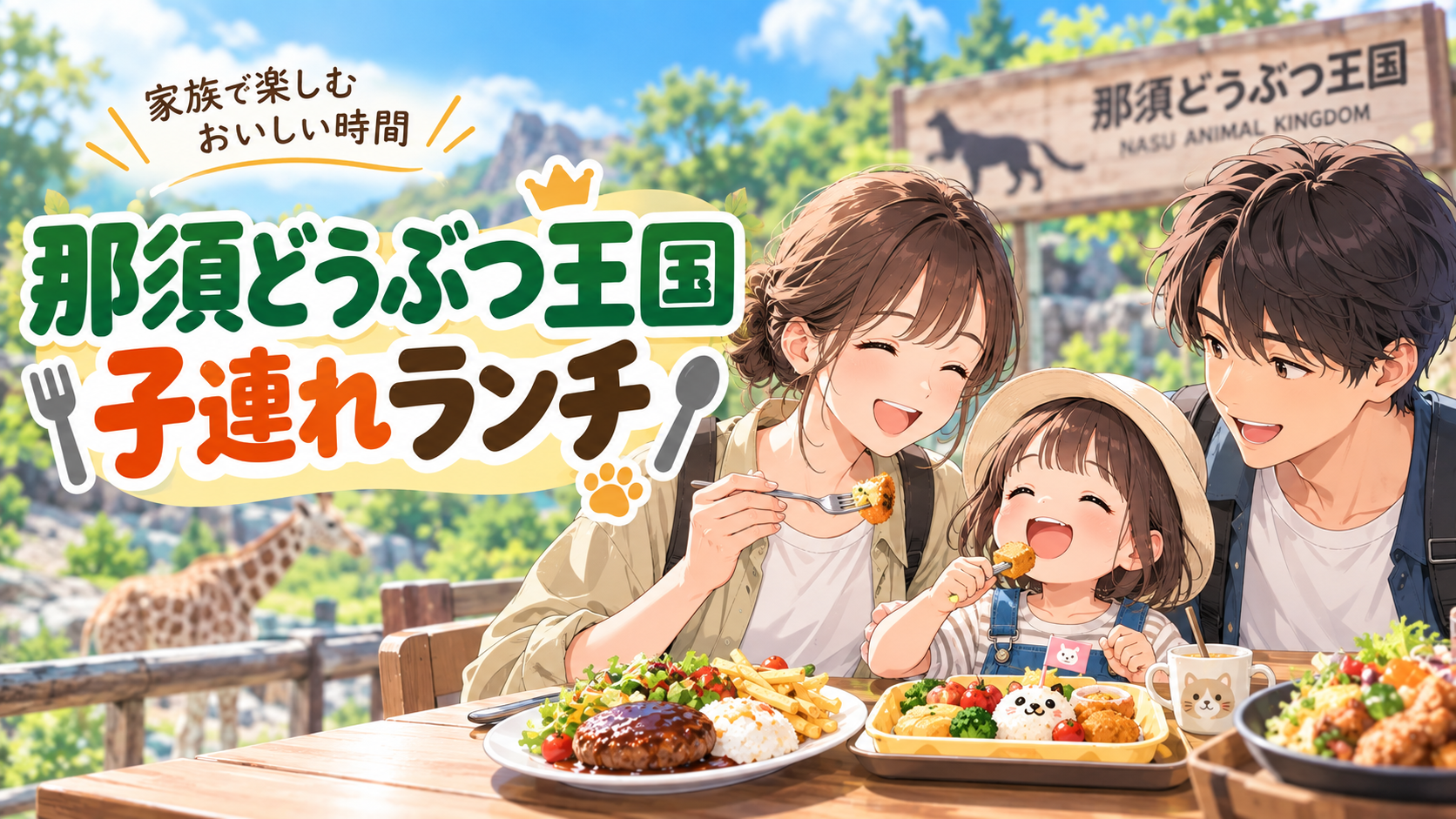 那須どうぶつ王国で子連れランチを楽しむ家族のイメージ