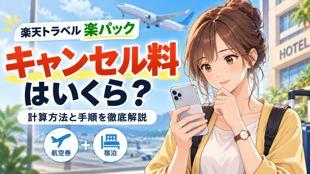 楽天トラベル楽パックのキャンセル料と計算方法を解説するイメージ