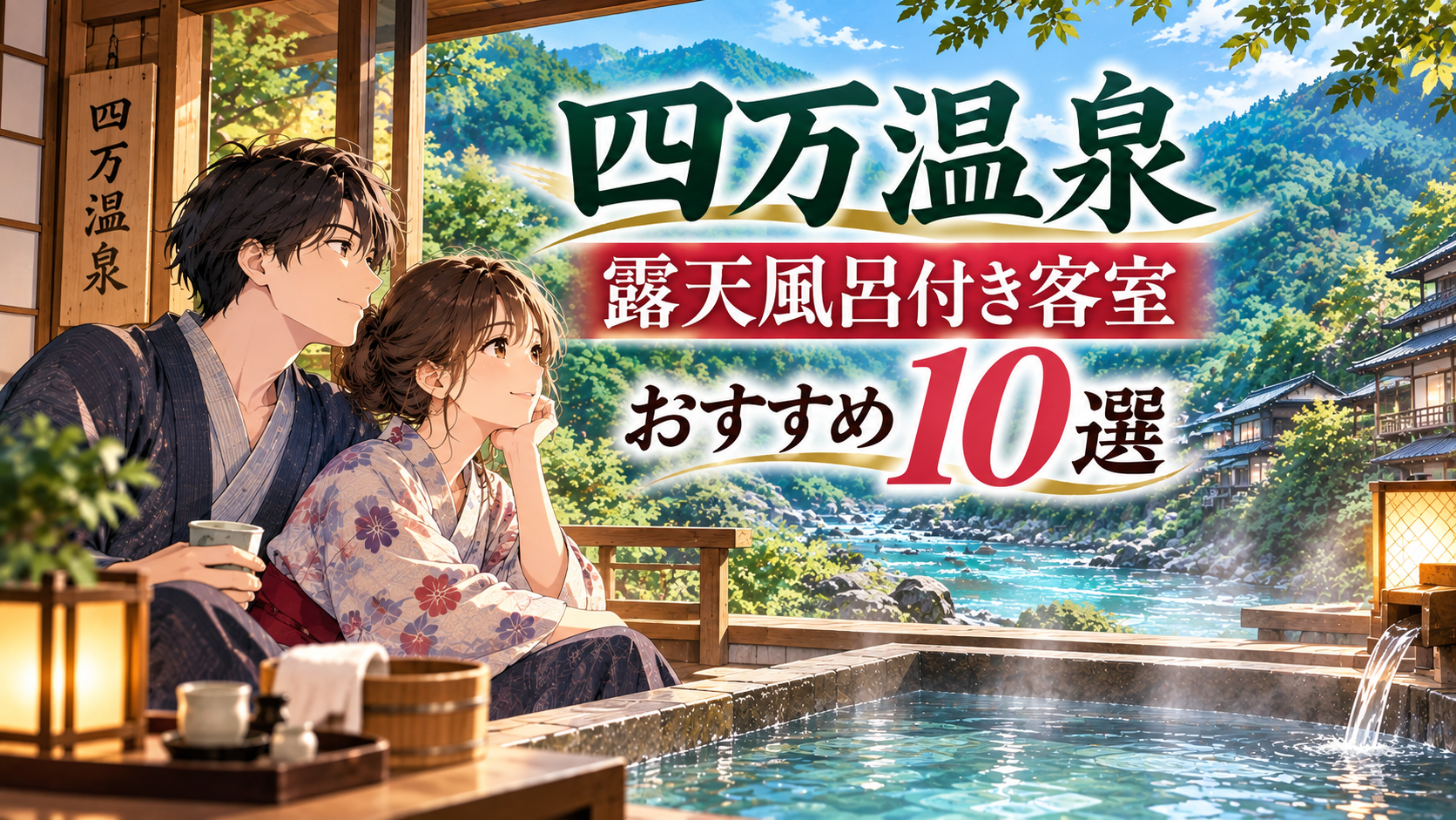 四万温泉の露天風呂付き客室おすすめ10選を紹介するカップル向け温泉旅館のイメージ