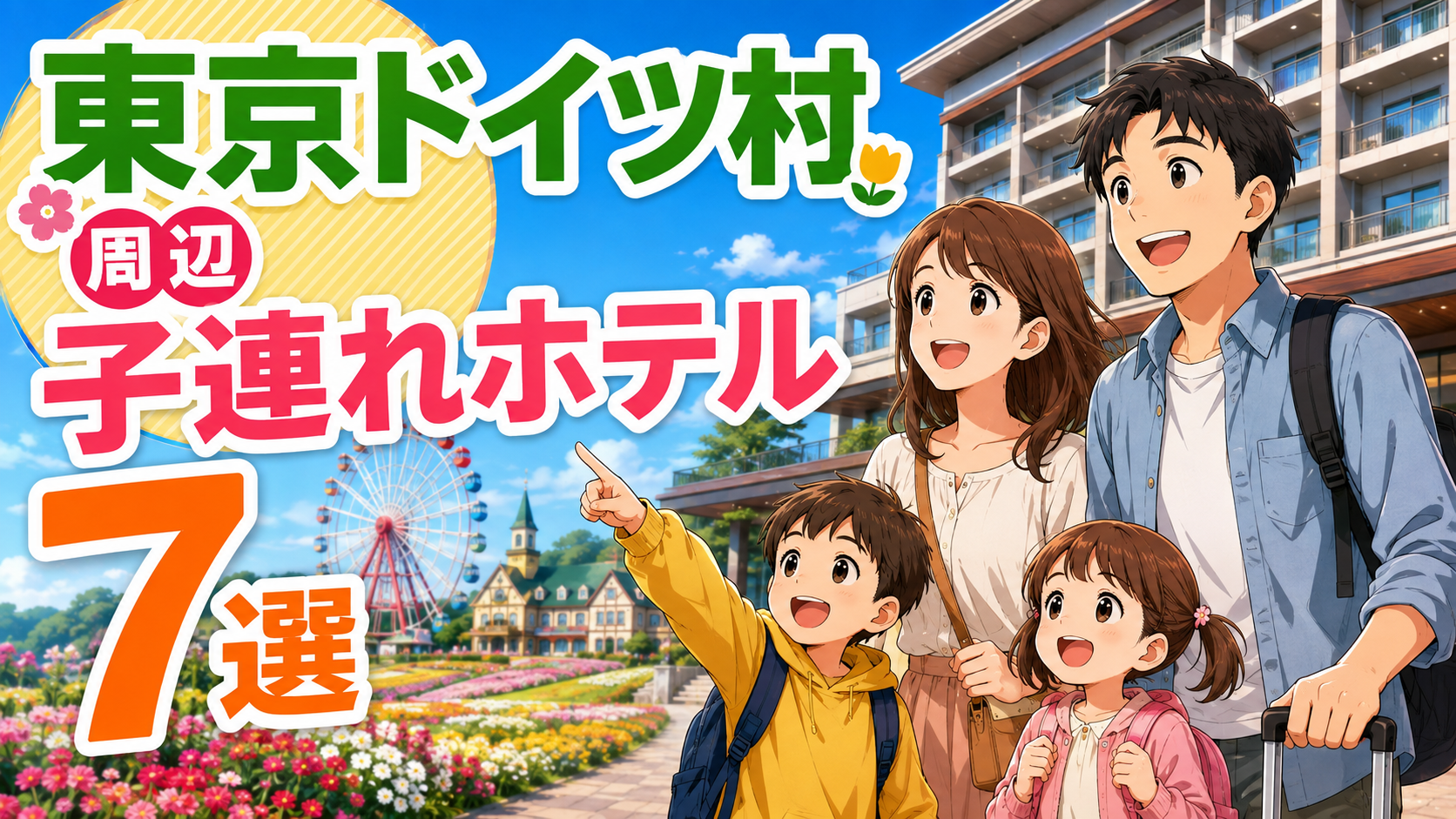 東京ドイツ村周辺の子連れにおすすめのホテル7選を紹介するアイキャッチ画像